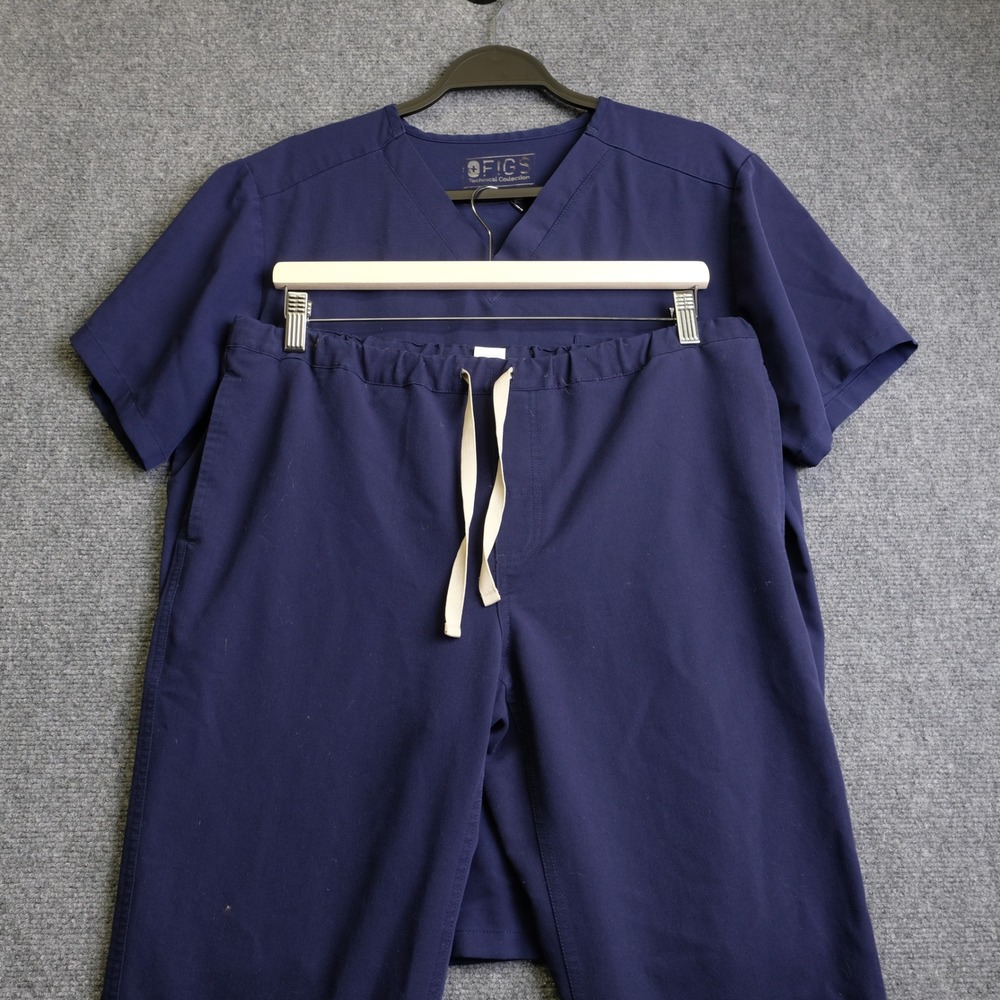 Figs Scrub Set Womens Small Navy Blue Medical Uniform V-Neck Top Pants FM1500
